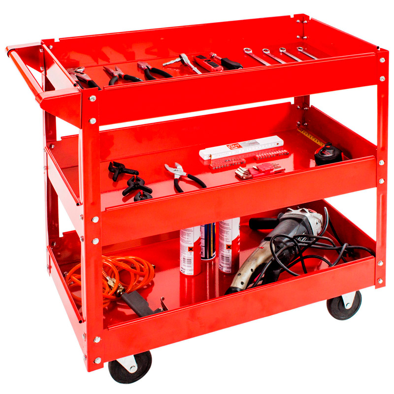 POCREATION Carro de herramientas, mini carrito de taller con ruedas,  carrito de almacenamiento de herramientas de 2 niveles, taller móvil,  reparación